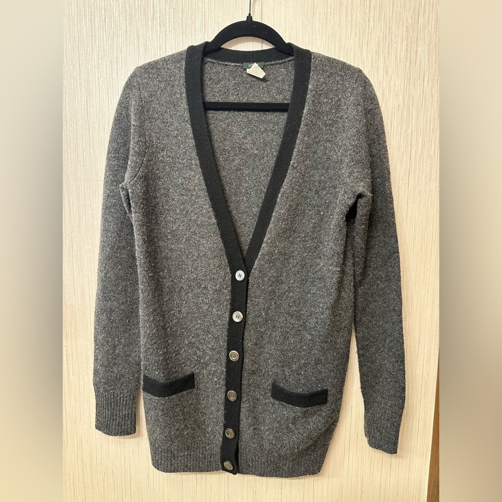 J.Crew Sweater Women S Cardigan‎ Open Front Long Line Knit Lambs Wool